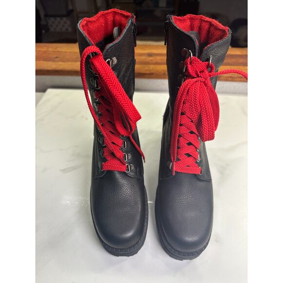 Martino Canada Leather & Wool Heeled Lace Up Combat Winter Boots, Women's 9 NWOT - Picture 5 of 12